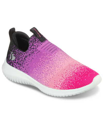 Skechers Little Girls Ultra Flex - Color Perfect Slip-on Casual Sneakers From Finish Line In Black/pink/multi