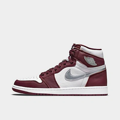 Nike Jordan Air Retro 1 High Og Casual Shoes In Bordeaux/white/metallic Silver