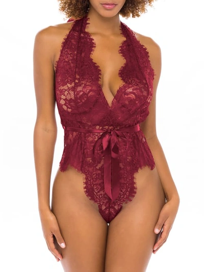 Oh La La Cheri Naomi Lace Teddy In Rhubarb