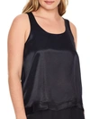 Pj Harlow Willow Satin Ruffle Tank In Black