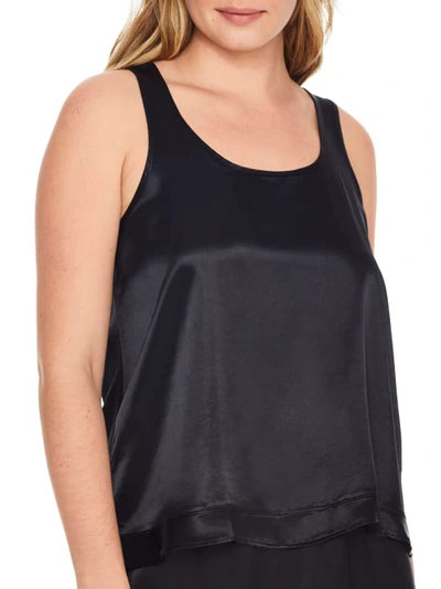 Pj Harlow Willow Satin Ruffle Tank In Black