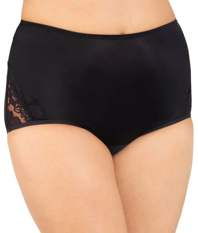 Vanity Fair Perfectly Yours Lace Nouveau Nylon Brief Underwear 13001, Extended Sizes Available In Midnight Black