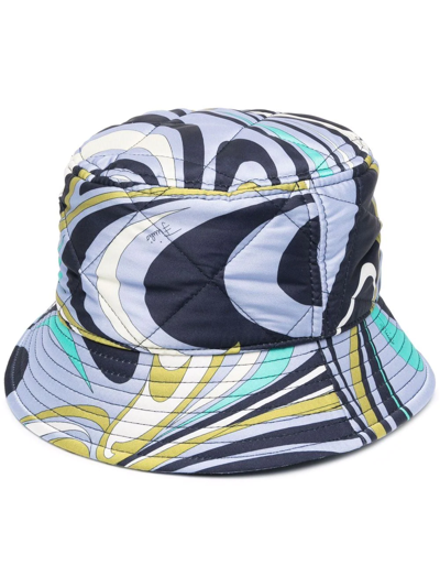 Emilio Pucci Blue Onde Print Cotton Bucket Hat