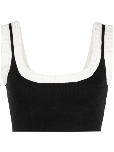 Alexander Wang Logo Trim Bra Top In Chenille Viscose In Black