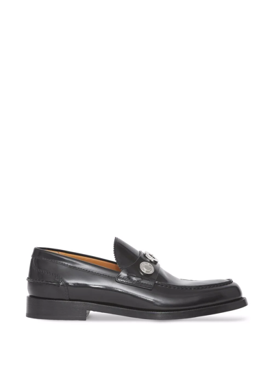 Burberry Logo Detail Leather Loafers In Black