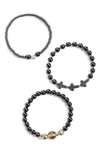 NORDSTROM SET OF 3 BEAD & CROSS BRACELETS,NMJL409SU21B