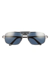 Cartier 60mm Aviator Sunglasses In Ruthenium