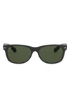 Ray Ban Iconic New Wayfarer 55mm Sunglasses In Black Rubber