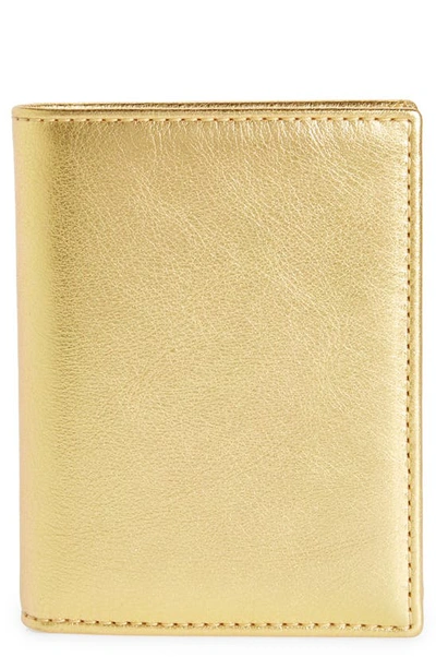 Comme Des Garçons Metallic Leather Bifold Wallet In Gold