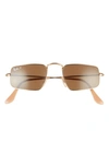 Ray Ban 49mm Rectangular Sunglasses In Legend Gold/ Polar Brown
