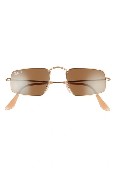 Ray Ban 49mm Rectangular Sunglasses In Legend Gold/ Polar Brown