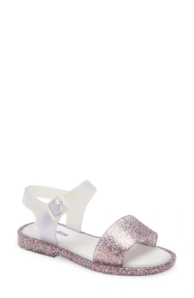 Mini Melissa Mel Mar Sandal In Pink Glitter/ Pearldnu