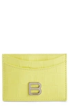 BALENCIAGA HOURGLASS CROC EMBOSSED LEATHER CARD HOLDER,6373701LR6Y