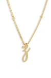 Argento Vivo Sterling Silver Rondelle Script Initial Pendant Necklace In Gold Z
