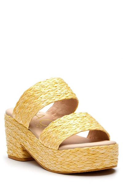 Coconuts By Matisse Ocean Ave Espadrille Platform Slide Sandal In Yellow