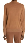 Lafayette 148 Metallic Trim Cashmere Turtleneck Sweater In Toffee