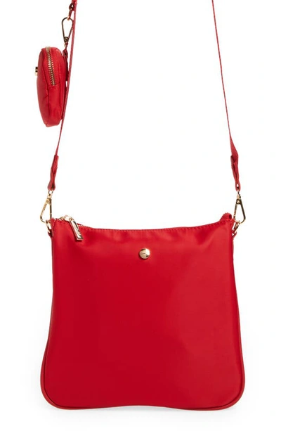 Mali + Lili Mackenzie Water Resistant Nylon Crossbody Bag In Red