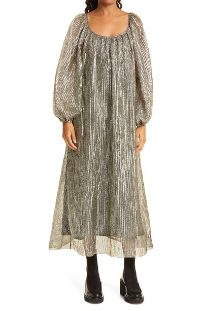 tory burch silver dress Tory Burch Metallic Long Sleeve Dress In Silver Lame