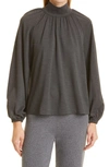 Toccin Baby-doll Turtleneck Blouse In Charcoal