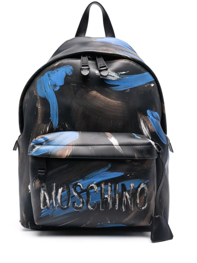 Moschino Logo-print Backpack In Dark Brown