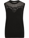 Dolce & Gabbana Sleeveless Cashmere And Silk Sweater With Lace In Schwarz