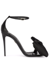 Dolce & Gabbana 105mm Keira Patent Leather Sandals In Schwarz