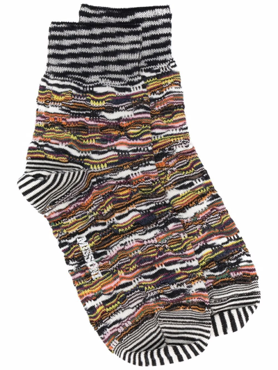 Missoni Melange-knit Socks In Black
