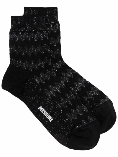 Missoni Zig-zag Print Socks In Black