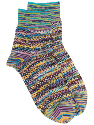 Missoni Melange-knit Socks In Blue