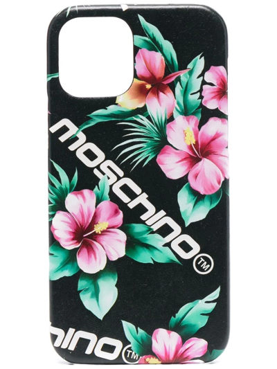 Moschino Hibiscus Print Iphone 12/12 Pro Case In Black