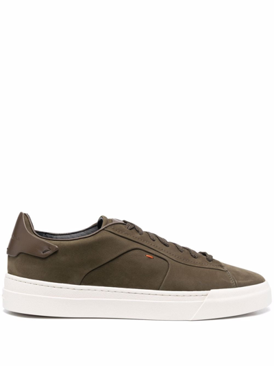 Santoni Logo-patch Detail Trainers In Green