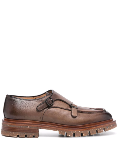 Santoni Side Buckle-detail Shoes In Brown