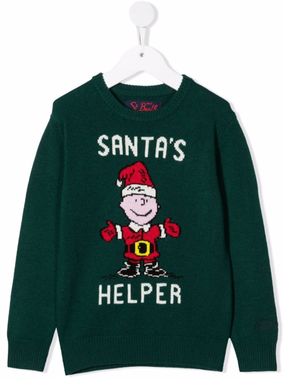 Mc2 Saint Barth Kids' Santa's Helper Jumper In Green