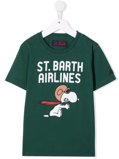 Mc2 Saint Barth Kids' St. Barth Airlines T-shirt In Green