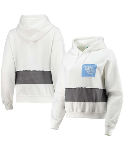 Refried Apparel Women's White Tennessee Titans Crop Dolman Pullover Hoodie