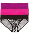 Natori Bliss Perfection Lace Waist Vikini, Pack Of 3 In Clover/electric Pink/black Luxe Leopard