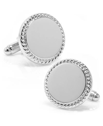 Cufflinks, Inc Ox And Bull Trading Co. Stainless Steel Rope Border Round Engravable Cufflinks In Silver-tone