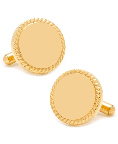 Cufflinks, Inc Ox And Bull Trading Co. Rope Border Round Engravable Cufflinks In Gold-tone