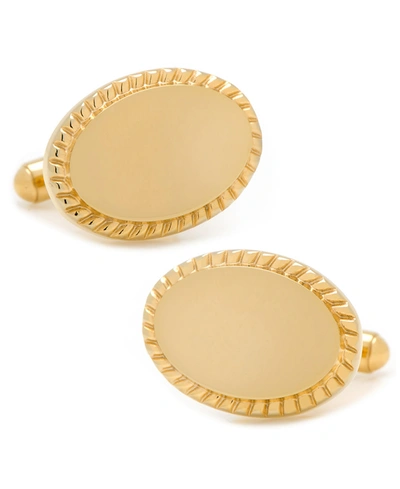 Cufflinks Inc. Ox And Bull Trading Co. Rope Border Oval Engravable Cufflinks In Gold-tone