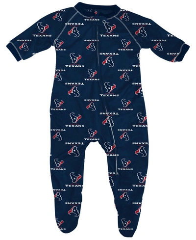 OUTERSTUFF HOUSTON TEXANS INFANT PIPED RAGLAN FULL ZIP COVERALL