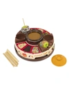 NOSTALGIA LAZY SUSAN CHOCOLATE CARAMEL APPLE PARTY WITH HEATED FONDUE POT, 25 STICKS, DECORATING AND TOPPINGS 