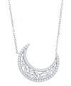 Macy's Cubic Zirconia Moon Necklace In Fine Silver Plate In Silver Plated