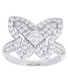 Macy's Cubic Zirconia Butterfly Ring In Fine Rose Gold Plate Or Fine Silver Plate In Silver Plated