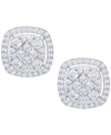 Macy's Cubic Zirconia Cushion Earrings In Fine Gold Plate Or Fine Silver Plate In Silver Plated