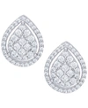 Macy's Cubic Zirconia Pear Halo Earrings In Fine Gold Plate Or Fine Silver Plate In Silver Plated