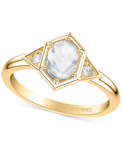 Art Carved Diamond Oval Rose-cut Engagement Ring (1/2 Ct. T.w.) In 14k White, Yellow Or Rose Gold In Yellow Gold