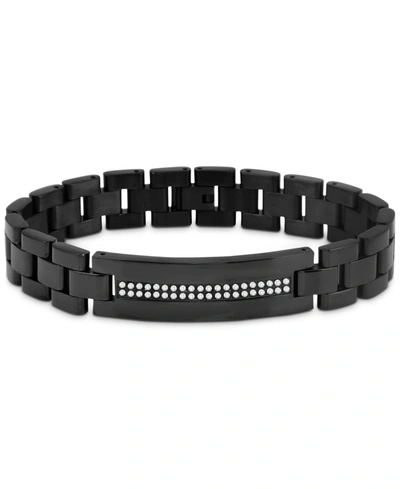 Macy's Men's Diamond Double Row Link Bracelet (1/2 Ct. T.w.) In Black Ion-plated Stainless Steel