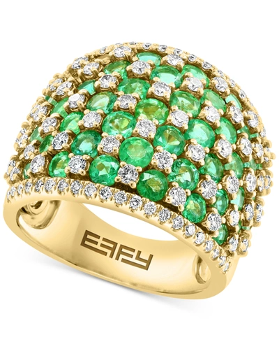 Effy Collection Effy Emerald (3-3/4 Ct. T.w.) & Diamond (1-1/5 Ct. T.w.) Statement Ring In 14k Gold