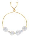 Macy's Cubic Zirconia Multi Shape Adjustable Bracelet In Fine Gold Plate, Fine Rose Gold Plate Or Fine Silv In Gold Plated
