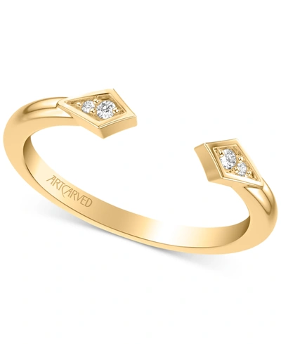 Art Carved Diamond Rose-cut Cuff Wedding Band (1/20 Ct. T.w.) In 14k White, Yellow Or Rose Gold In Yellow Gold